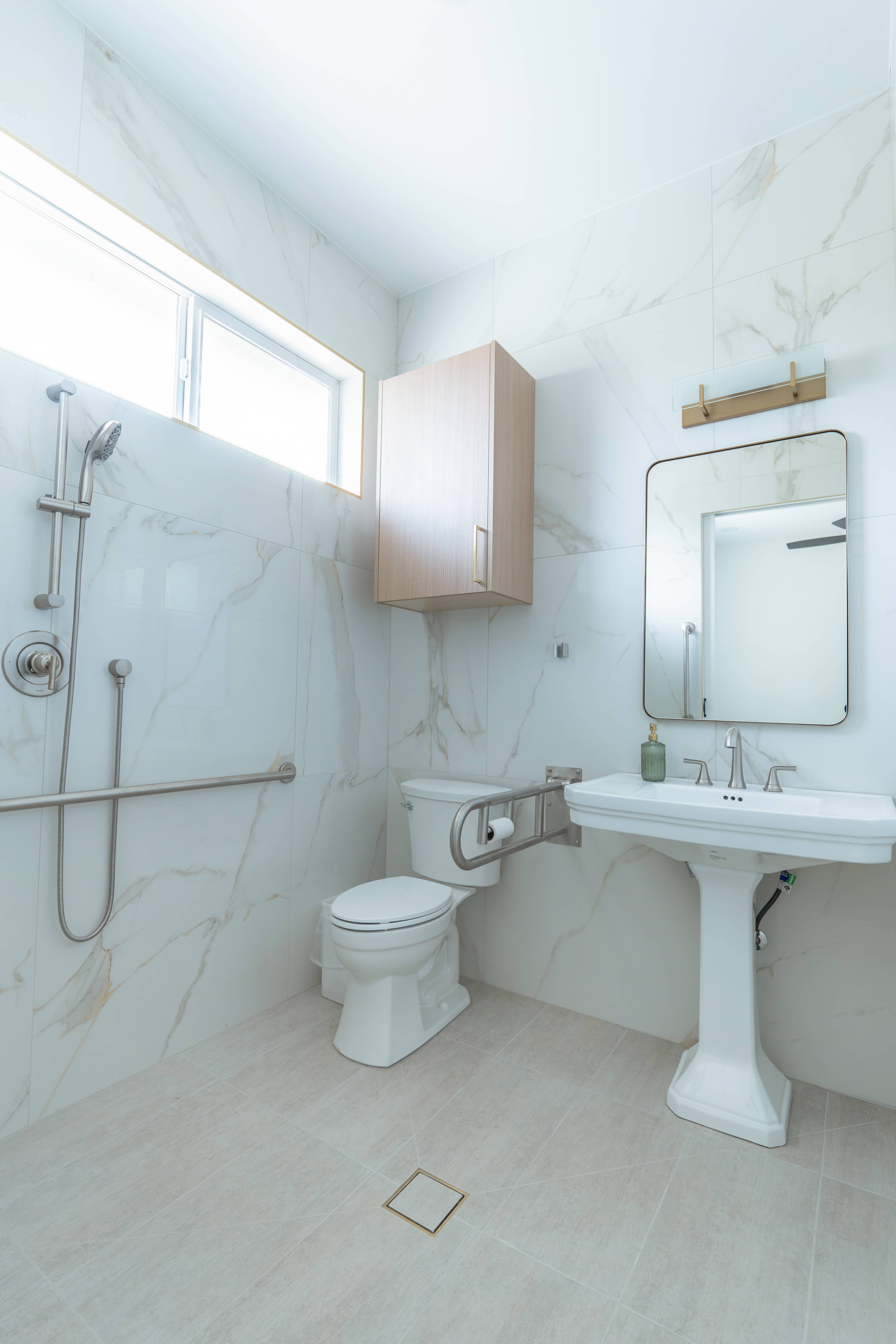 A private bathroom with walk-in shower